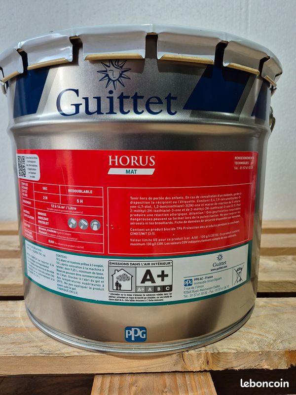 Peinture laque professionnelle Guittet Horus mat 10L - Blanc (image 2)