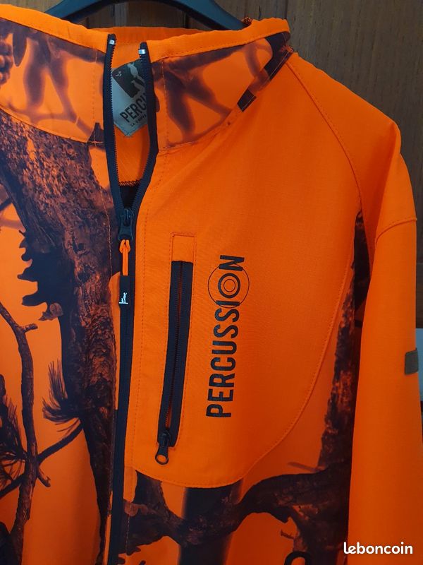 Veste De Chasse Vintage Melton En Laine Orange Taille XL - Années 80, Style Overcoat à Fermeture éclair