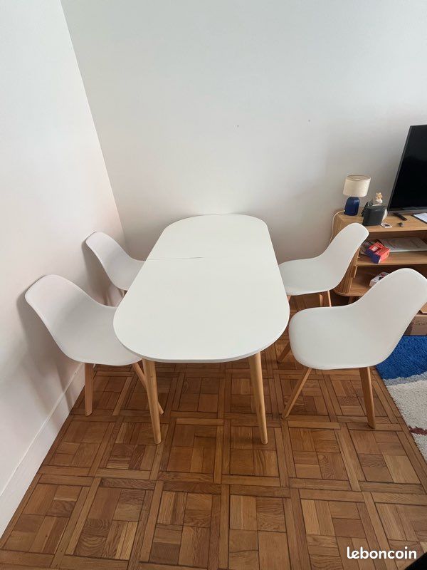 Table à manger extensible blanche 4-8 personnes (image 6)
