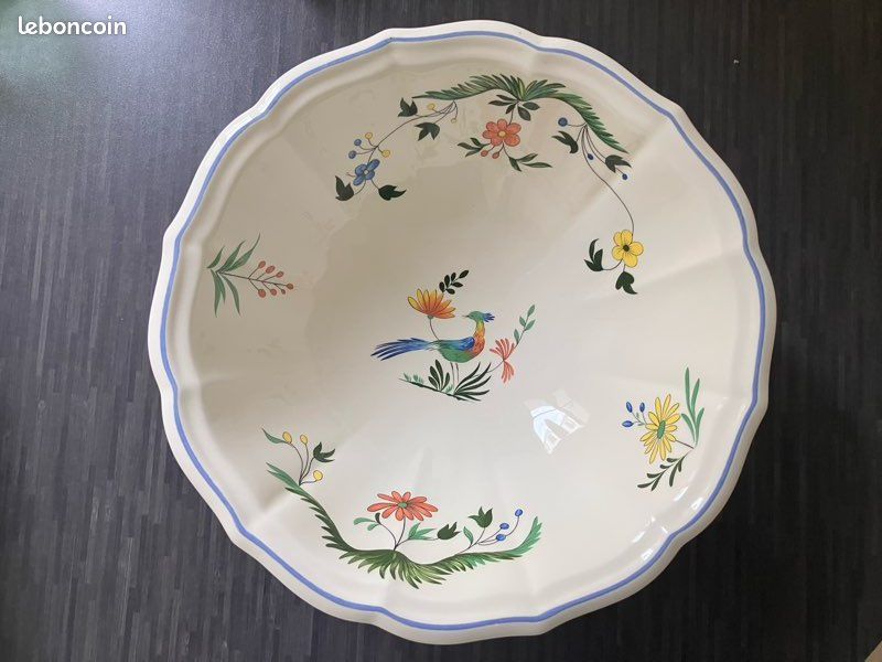 Vendue Grand saladier Gien 2L Décor oiseau de paradis (image 3)