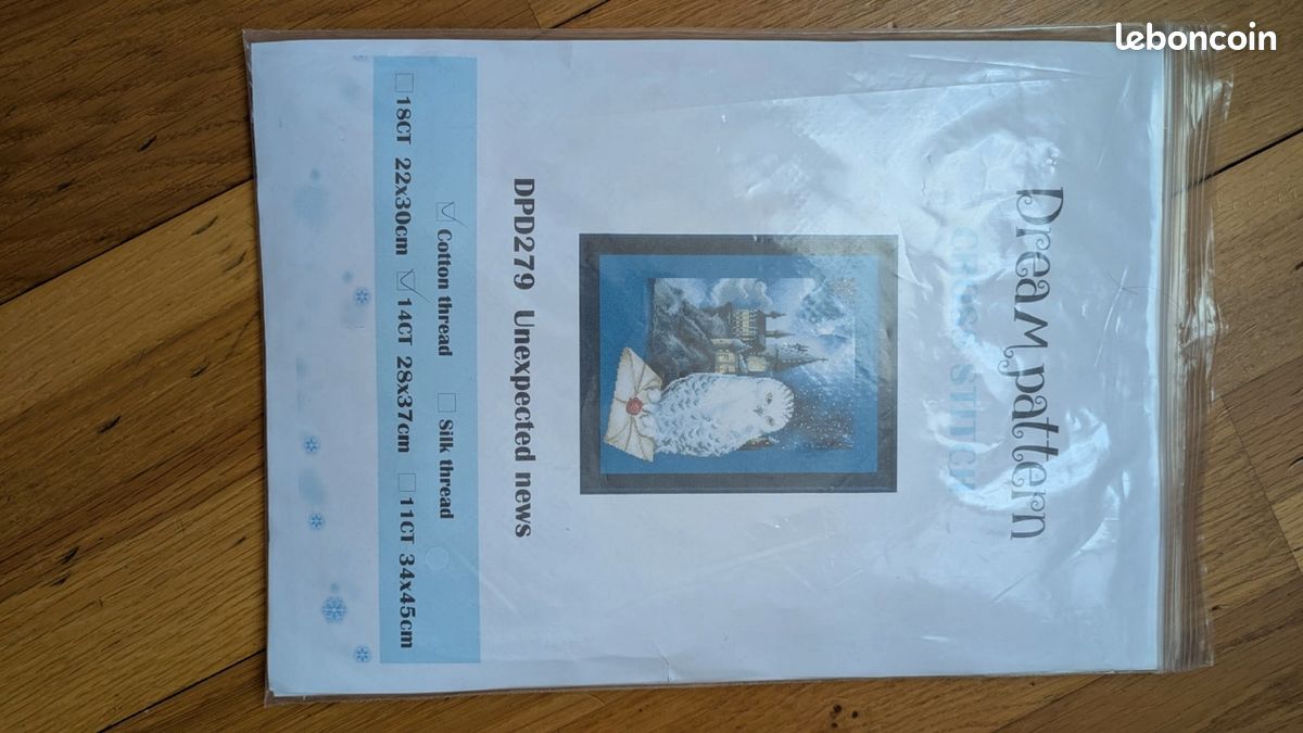 Kit Point de Croix Harry Potter Hedwige "Unexpected News" 14CT 28x37cm Neuf (image 1)