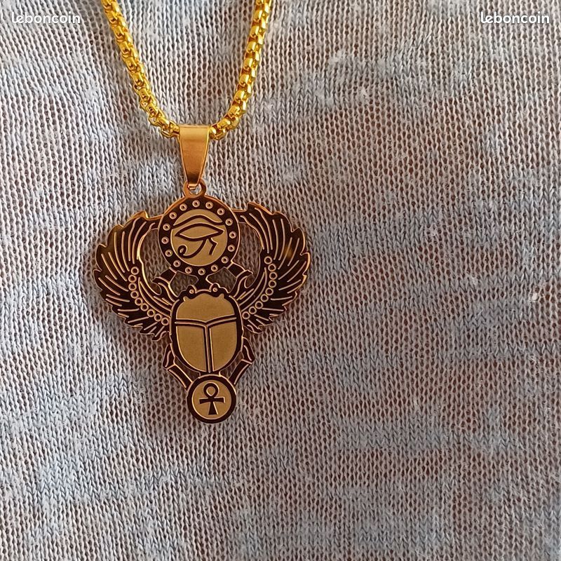 Collier égyptien Ancien Avec Pendentif Scarabée - Style Antique - Neuf Avec étiquettes