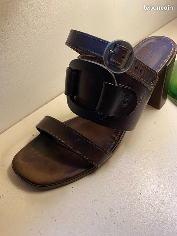 Nu-pieds tout cuir brun foncé (image 2)