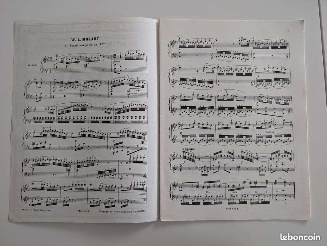 Partition piano Mozart sonate n°3 op4 sibM ed Lemoine (image 2)