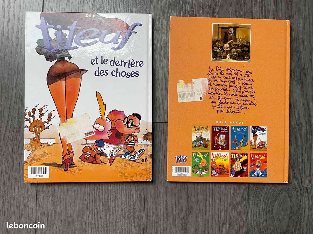 Lot livre bd bande dessinée x2 saga Titeuf Dieu le sexe et les bretelles le  derrière des choses - Livres