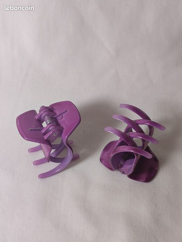 Paires de pinces à cheveux rayées violet (image 2)