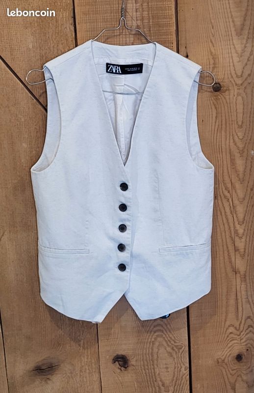 Gilet Zara Femme Asymétrique - Taille M/38, Noir Et Blanc, Modal élasthane, Parfait état