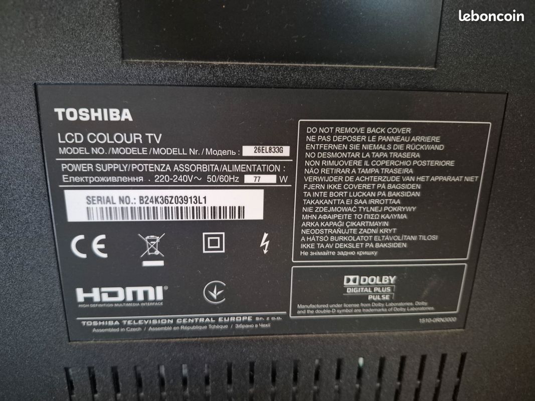 Téléviseur Toshiba 32" (81 cm) HD - Avec télécommande et notice (image 2)