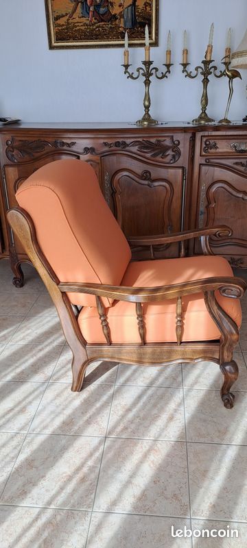 Vintage 3 fauteuils en noyer massif style provençal Louis XV (image 2)