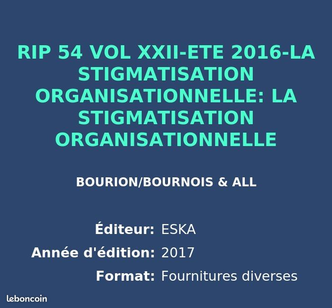 Rip 54 vol xxii-ete 2016-la stigmatisation organisationnelle: la stigmatisation organisationnelle (image 2)