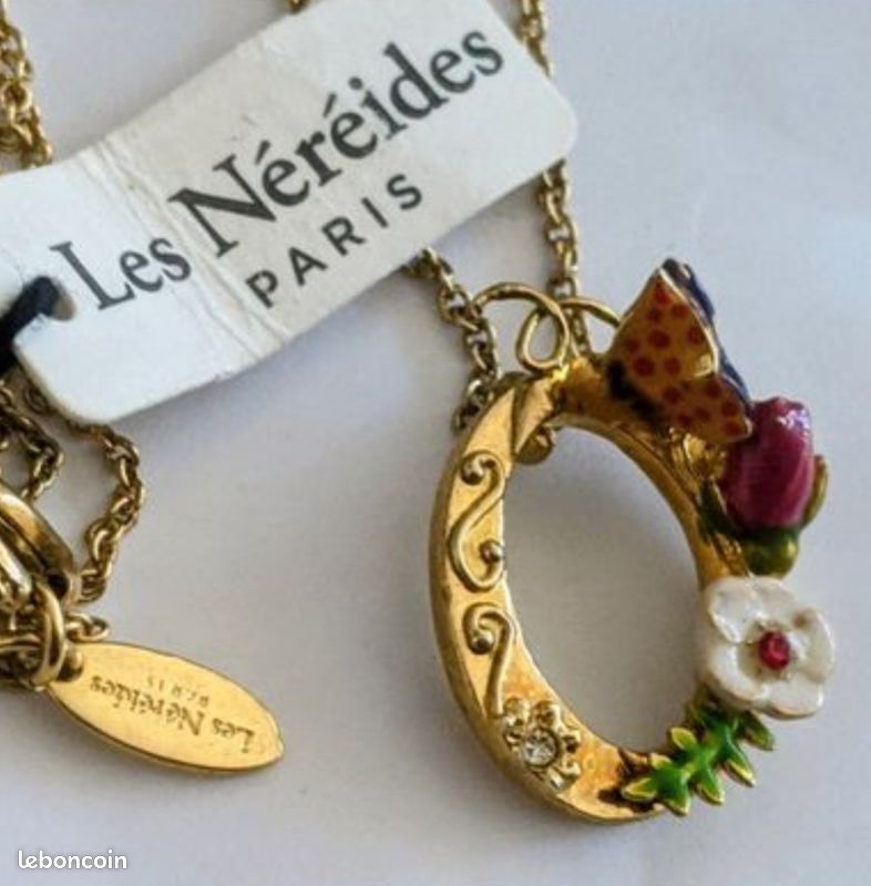 Marque: les Néréides (Fr), lot 4 bijoux Colliers Lettres F,O,D, Chiens neuf, plaqué or; 1000 articles et bijoux (image 7)