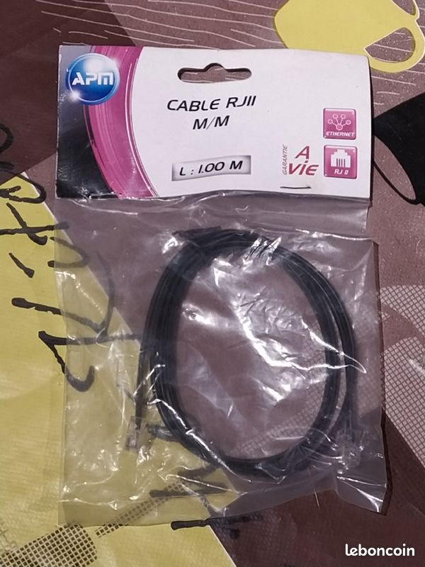Câble RJ11 mâle/mâle 1m sous blister (image 1)