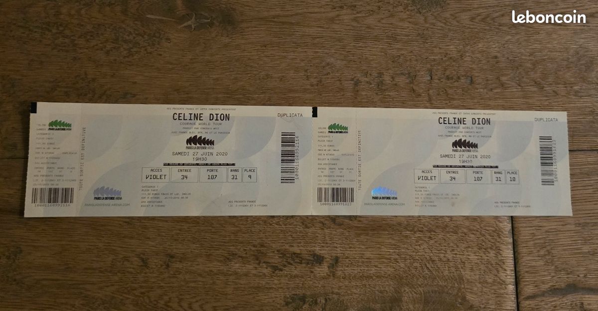 🎫 2 billets Céline Dion Courage Tour 2020 – Collector – Paris La Défense Arena (image 3)
