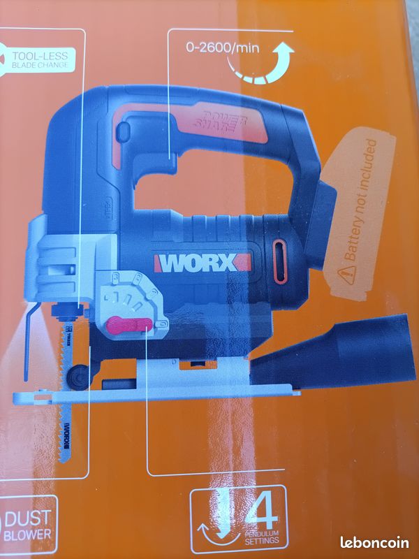 Scie sauteuse sans fil Worx + batterie + chargeur (image 2)