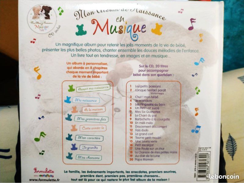 Livre de naissance bébé musical avec cd, neuf (image 2)
