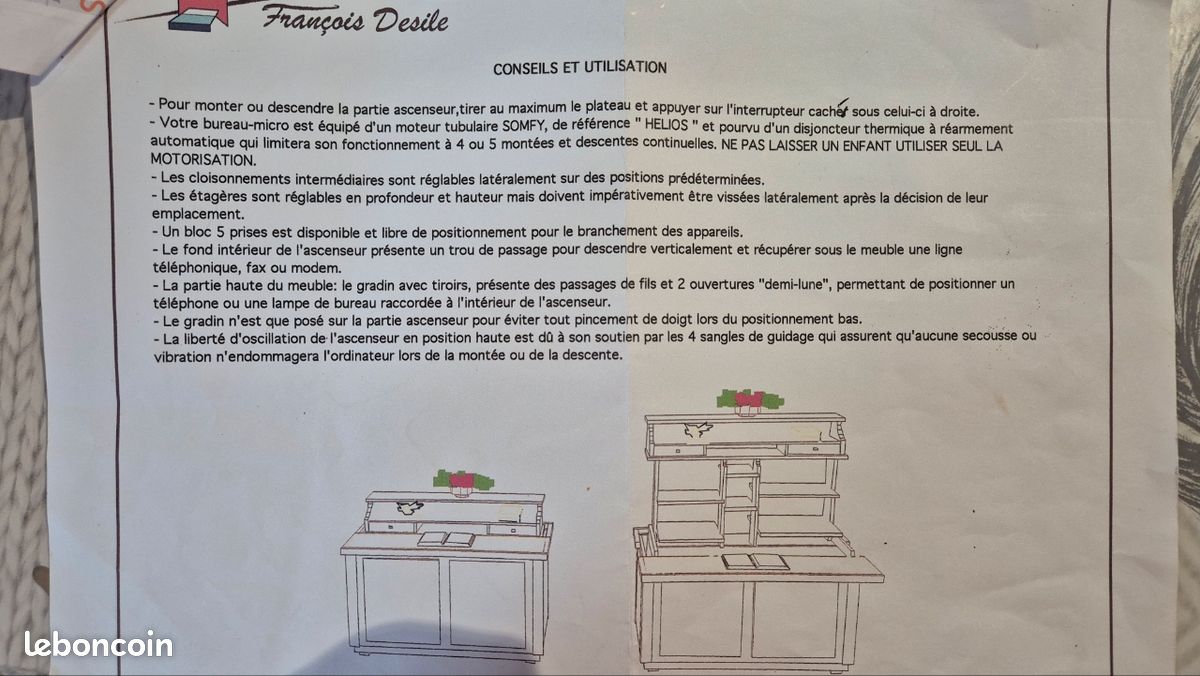 Bureau escamotable Cérusé (image 5)