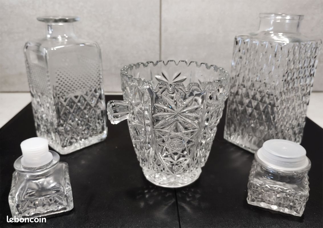 Ensemble whisky vintage – 2 carafes et seau à glace façon cristal (image 2)