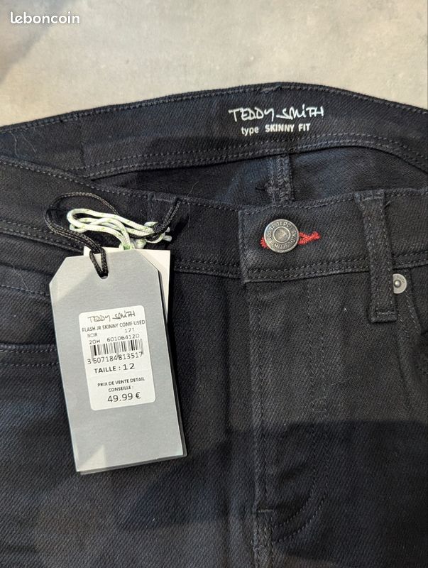 Jean noir skinny Teddy Smith neuf taille 12 (≈ 34/XS) (image 4)