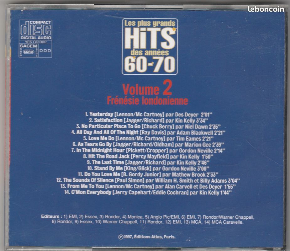CD Les Plus Grands HITS des Années 60-70 - Volume 2 Frénésie Londonienne (image 2)