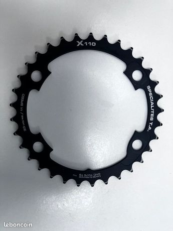 Ancien Pédalier Spécialité TA Occasion Pour Vélo De Route - Dimensions 50/40 - En Aluminium Argenté