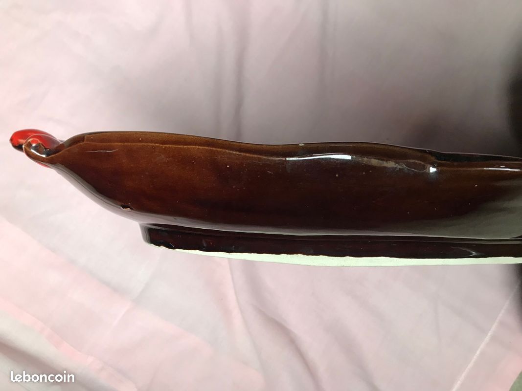 Grand plat vintage type VALLAURIS en forme de poisson (image 6)