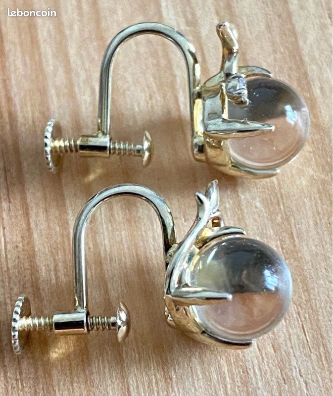 Boucles d’oreilles en argent avec 2 petits diamants (image 2)