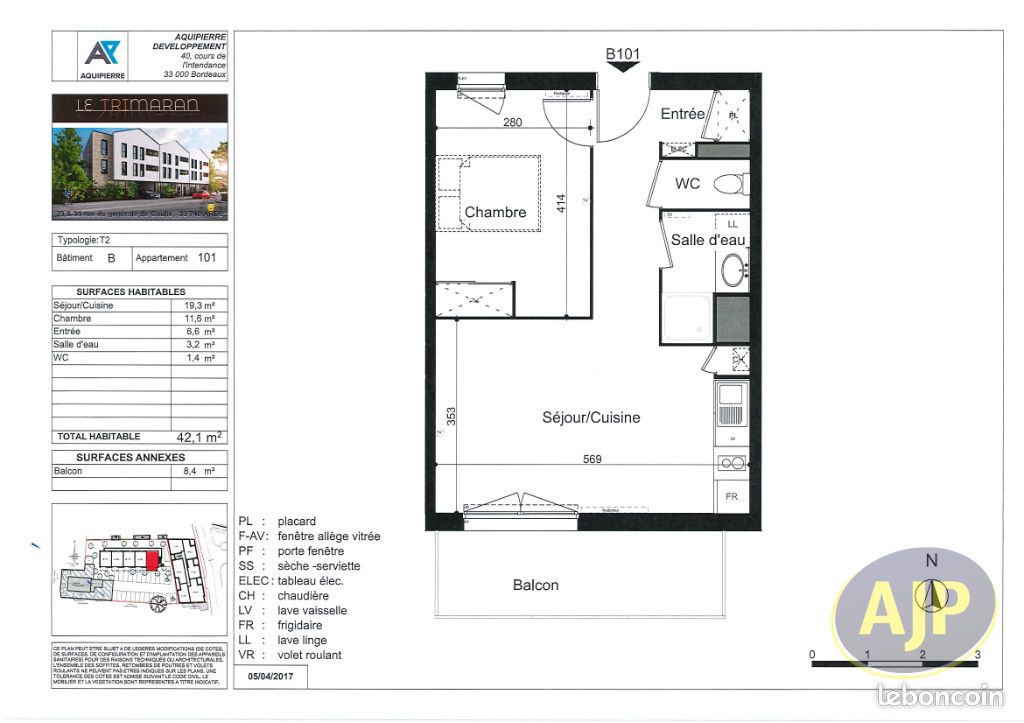 Appartement 2 pièces 42 m² · à Arès · 42 m² · 745 €/mois