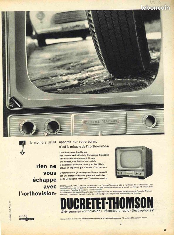 ❇️ 📸 📹📺 ✦ Ducretet-Thomson 🇫🇷 télévision ©1958 ✦Publicité originale ✦ (image 1)