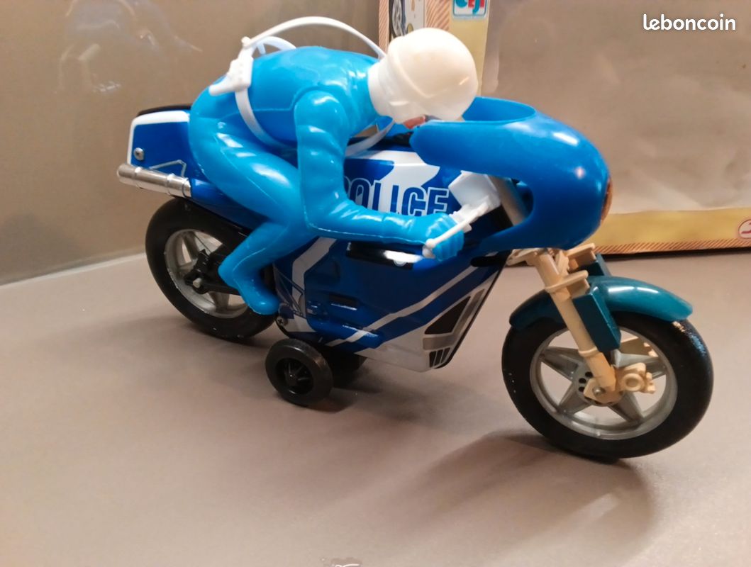 Ancien Jouet Motard De La Police a Friction De Marque Jmb France Annees 70