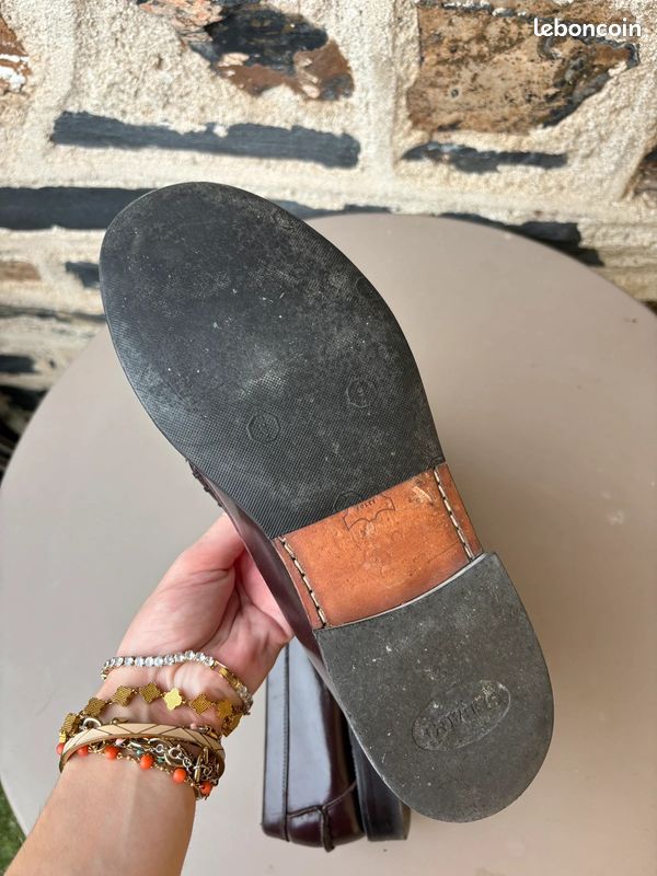 Mocassins Penny Loafers Sebago en Cuir marron / bordeaux | Taille 41 #SLCM395 (image 6)
