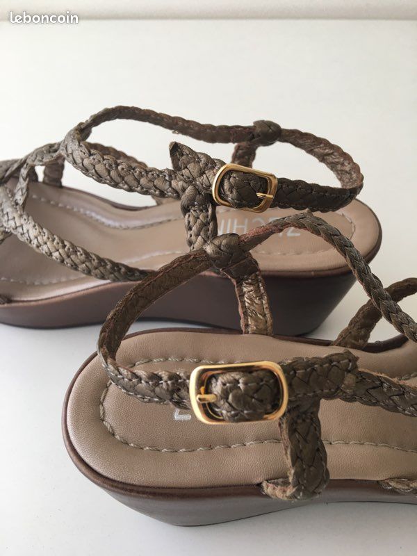 Sandales tressées Cuir Bronze 37 Neuves (image 7)