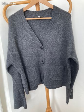 Pull UNIQLO Gris Pure Laine Vierge Taille S/M - Occasion Très Bon état, Pour Femme