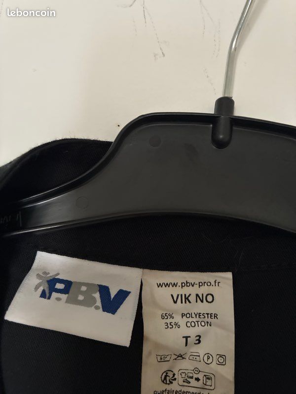 Veste de cuisine PBV noire (image 3)
