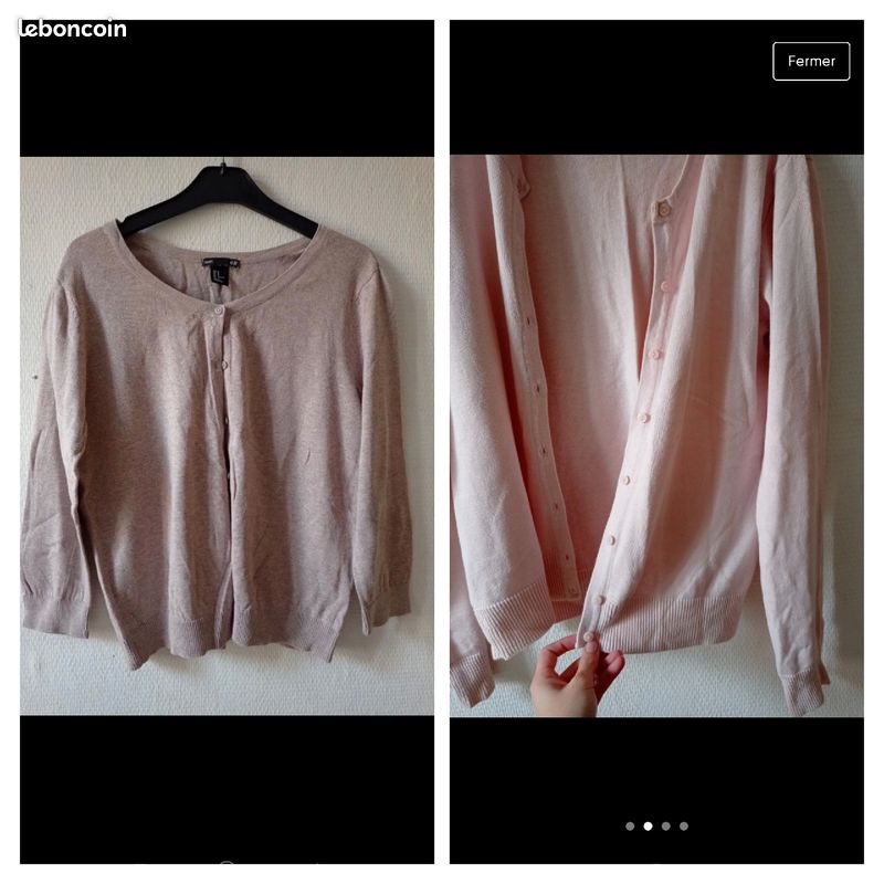 Lot de 2 gilets taille M, marque H&M, couleur rose et marron (image 1)