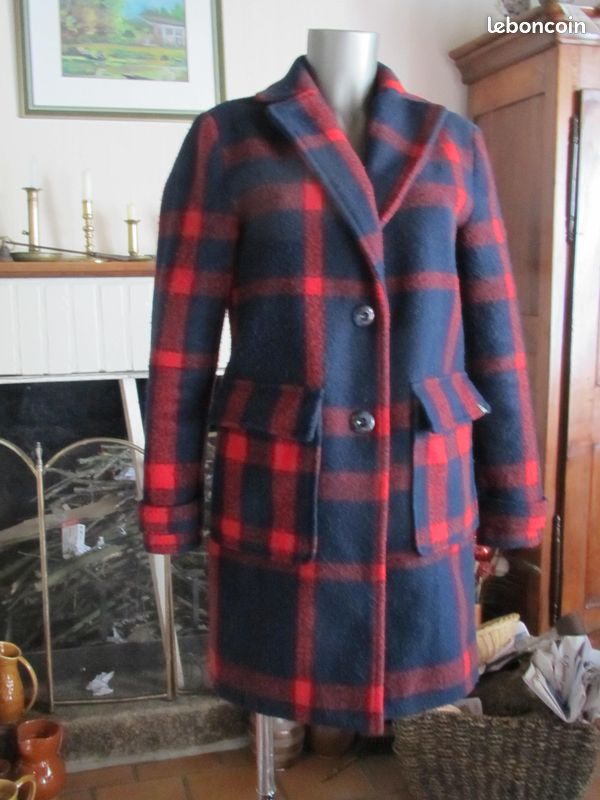 Manteau femme écossais marine/rouge Teddy Smith taille 36/38 (image 11)