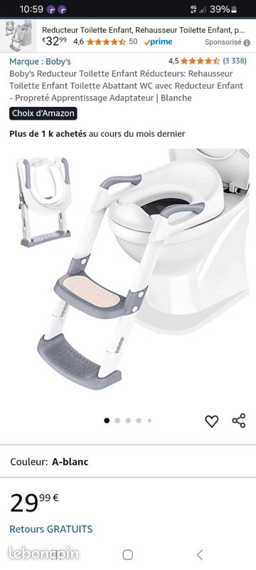 Réducteur Toilette Enfant Boby's - Rehausseur Apprentissage Propreté Avec Marches Et Accoudoirs | Blanc