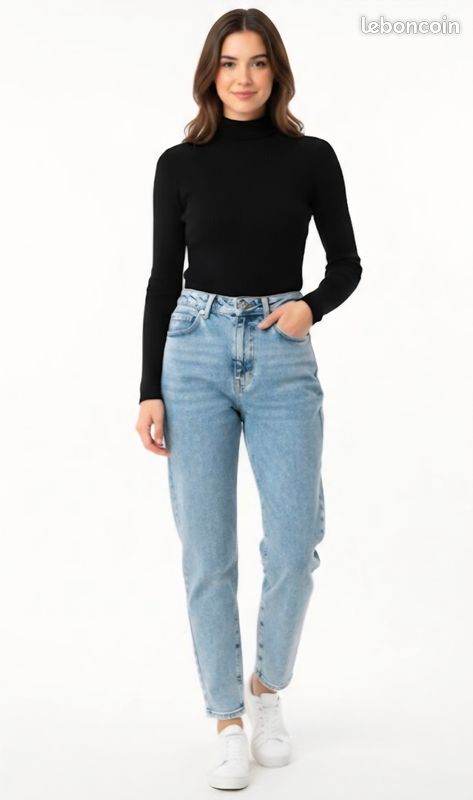 Jean Slim Femme Zara Taille 35 Longueur 33 Délavé Bleu Moyen - Occasion Très Bon état