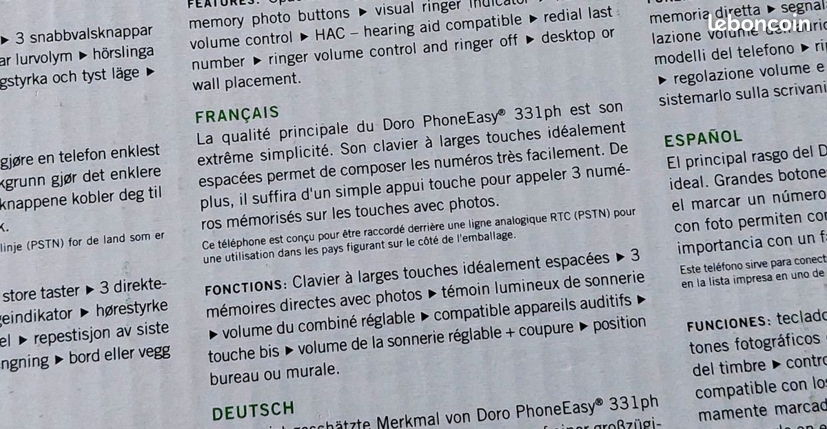 Téléphone grosses touches Doro Phone Easy 311 C