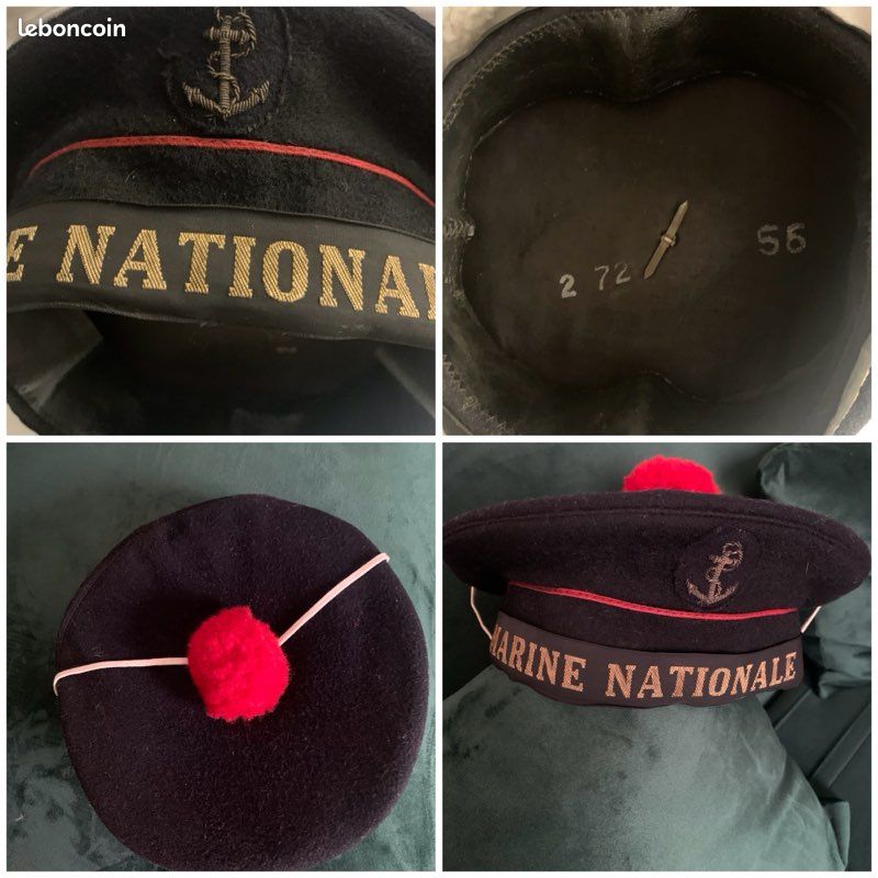 Béret T56 Fusiliers Marins Vintage - Marine Nationale - Original Années 90 - Occasion
