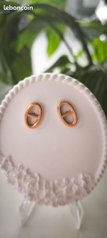 Collier Y maille marine et boucles d'oreilles (image 2)