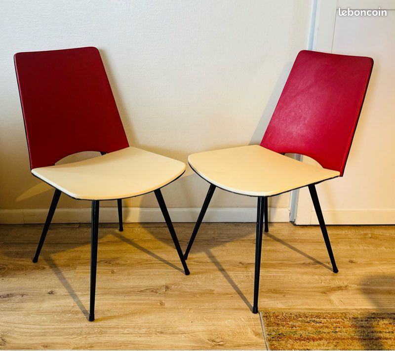 Deux chaises vintage 60 Skaï style Jaques Hitier (image 19)