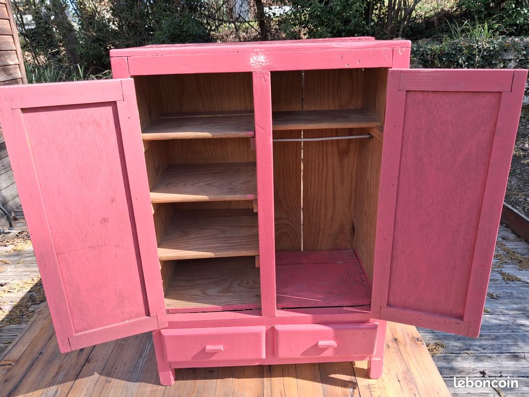 Ancienne Armoire De Poupée - 25 X 18 X 10 Cm - Meuble Miniature Vintage