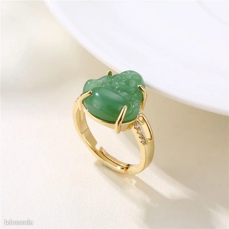 Bague Bouddha rieur en jade (image 3)