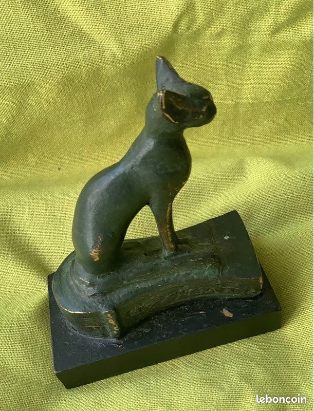 Copie Sculpture Musée Vintage Années 70 Métal + Socle Bois peint (image 1)