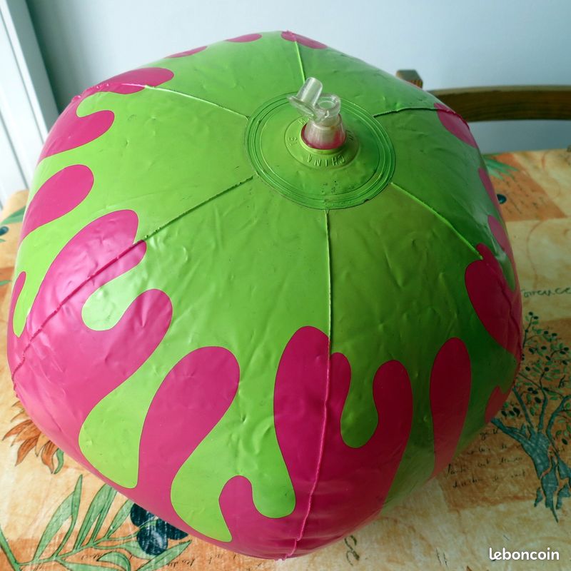 GROS BALLON DE PLAGE ENFANT épais rose et vert (image 3)