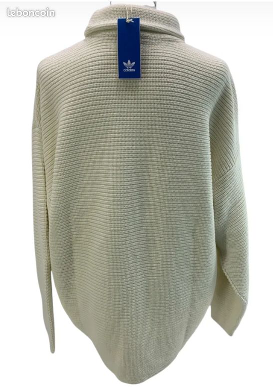 Pull col roulé oversize tricoté Adidas Blanc Taille S Vêtements