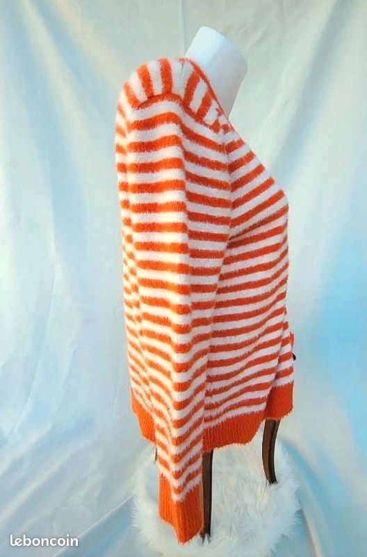 Cardigan oversize à rayures style papa (image 3)