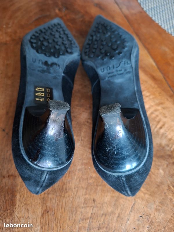 Chaussures escarpins noir pointe fine en nubuk taille 38 (image 8)