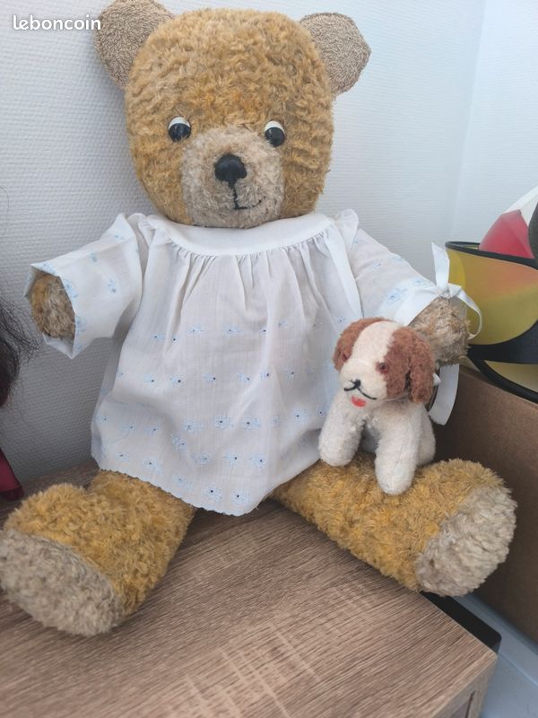 GROS OURS ASSIS en PELUCHE VINTAGE 31 CM TBE - Collection