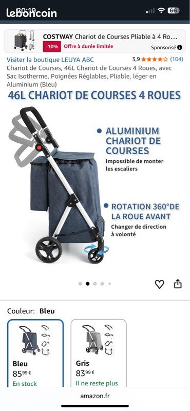 Chariot de courses à 4 roues (image 1)